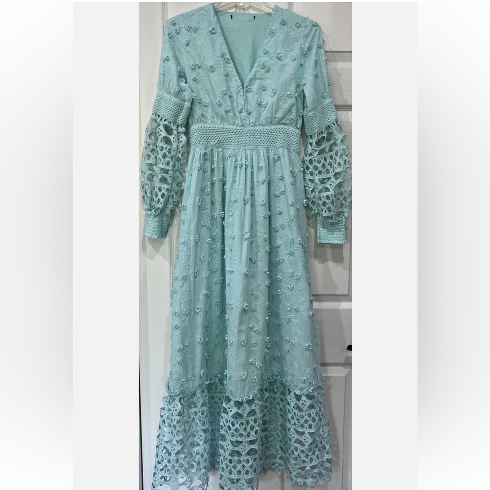 BOSTON PROPER MIXED MEDIA LACE DRESS NET Sz S - Picture 5 of 11